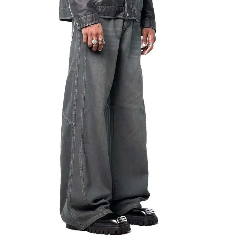 Grey wideleg jeans